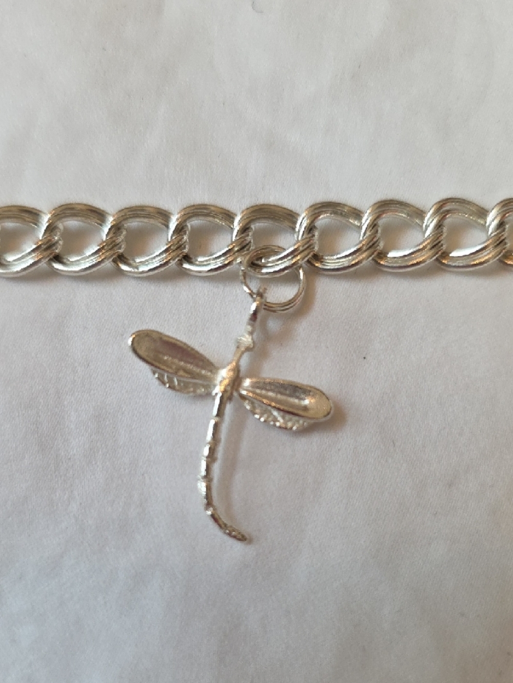 Sterling Silver Charm Bracelet With Dragonfly Charm - Picture 2 of 8